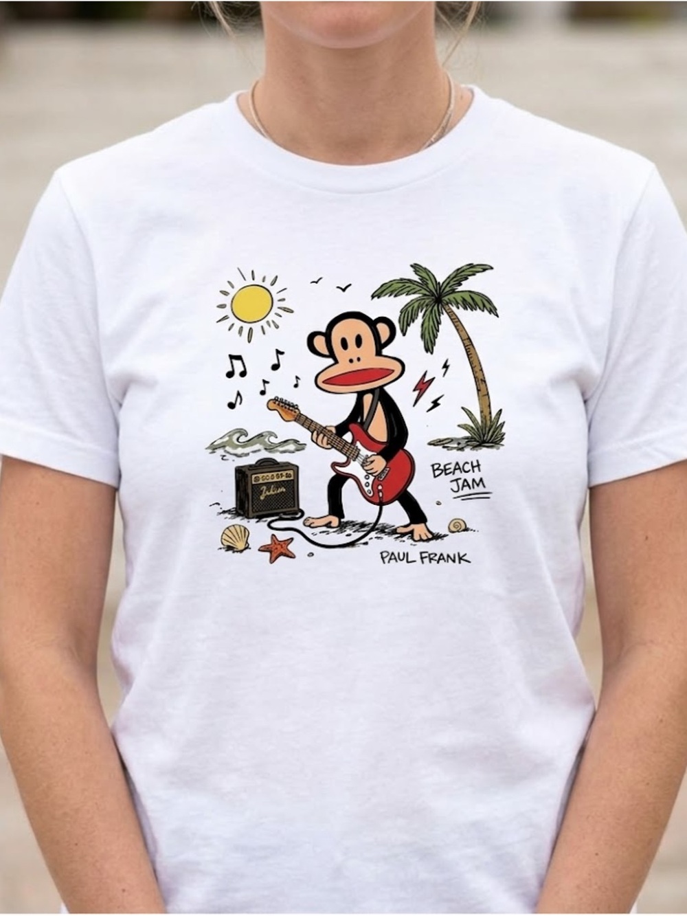 Gildan White Paul Frank Beach Jam Graphic Tee